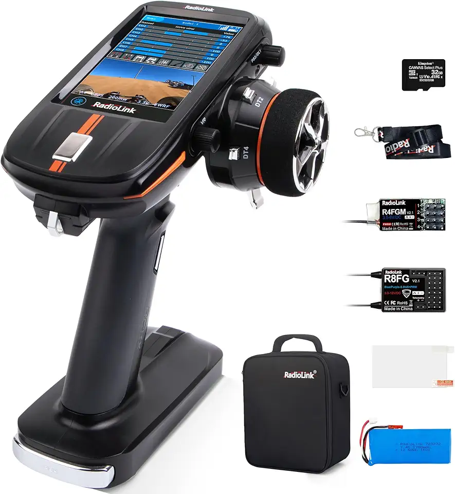 Radiolink RC8X 8CH 2.4G RC Transmitter and Newest R8FG&R4FGM V2.1 Gyro Receivers, 4.3