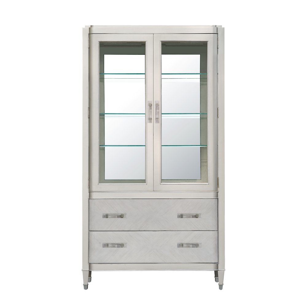 Zoey Glass Door Wood Framed China Cabinet in Silver by Pulaski Furniture