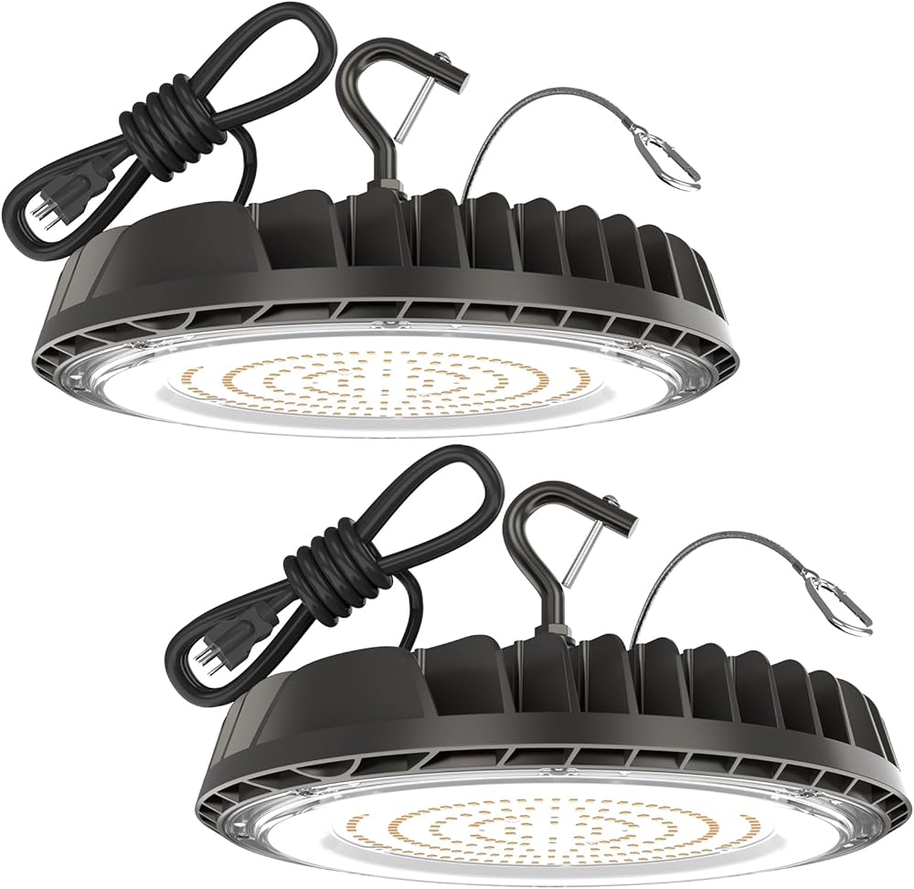 200W UFO LED High Bay Light 2Pack LED High Bay Light 28000lm LED Shop Light with 5000k with Plug High Bay LED Lights for Commercial Bay Lighting 16-20ft Workshop Warehouse Barn ETL Listed