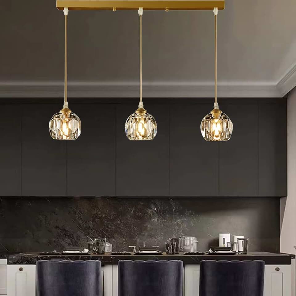 3-Lightd Brass Ceiling Light Crystal Sputnik Chandeliers Fixtures Modern Linear Hanging Lamp for Bedroom Living Dining Room Kitchen Island Change for The Better