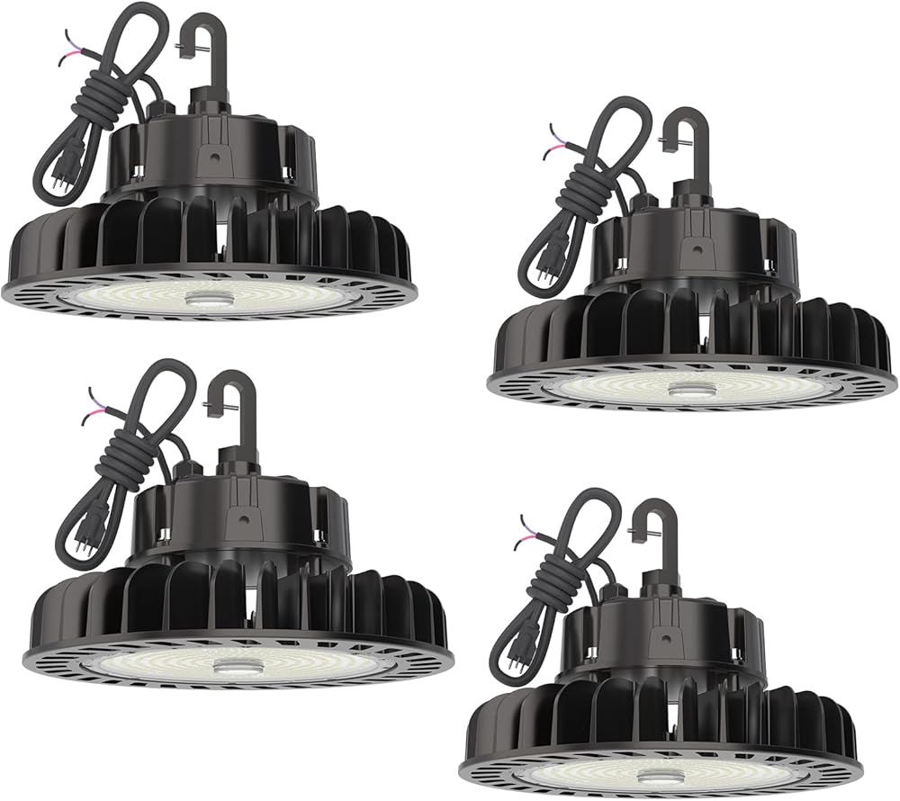 LED High Bay Light | 28000LM（ 200W ） Dimmable High Bay LED Lighting | UL Listed | 5000K Commercial Lights | US Hook Included | Alternative to 850W MH/HPS | 5 Yr Warranty 4-Pack