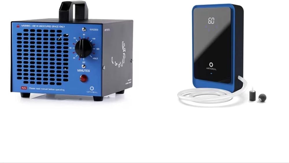 Airthereal Bundle | MA5000 Ozone Generator with 5,000mg/h and AH1000 Portable Ozone Generator 1,000 mg/h Multipurpose Ozonator with Negative Ion and Timer