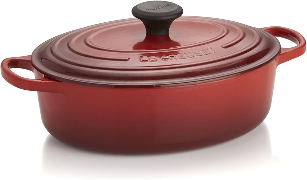 Le Creuset of America Signature Enameled Cast Iron Oval Wide Dutch Oven, 3.5-Quart, Cherry