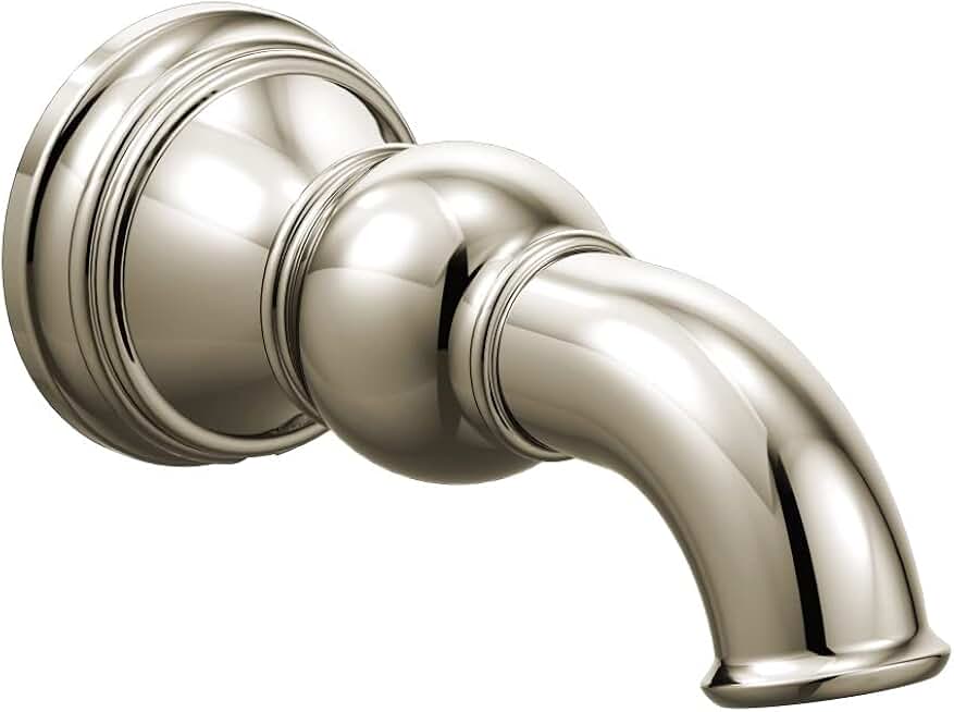 Moen S12105NL Weymouth 1/2-Inch Slip Fit Connection Non-Diverting Tub Spout, Polished Nickel