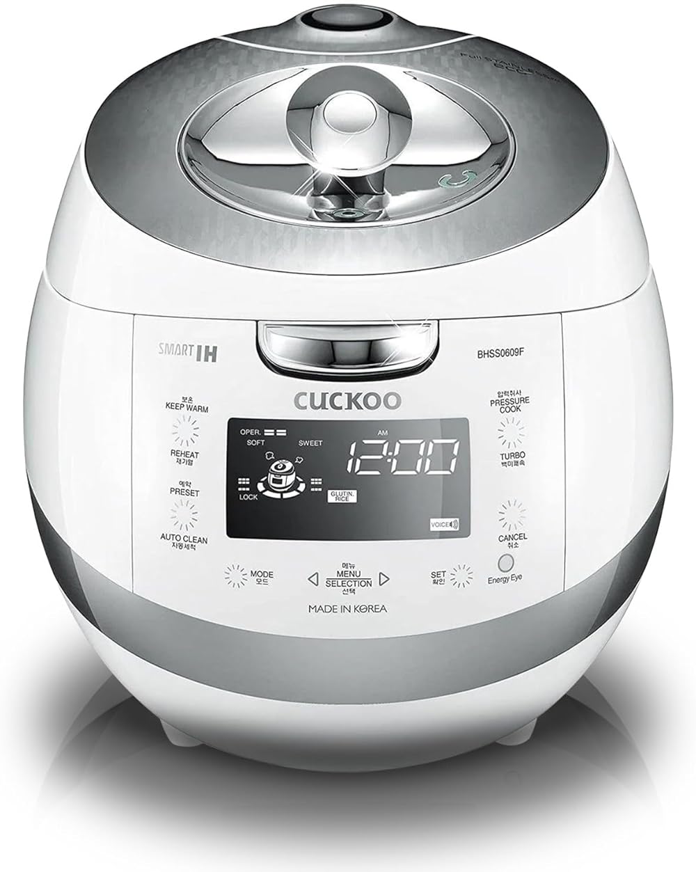 CUCKOO CRP-BHSS0609F | 6-Cup (Uncooked) Induction Heating Pressure Rice Cooker | 16 Menu Options, Stainless Steel Inner Pot, Made in Korea | White