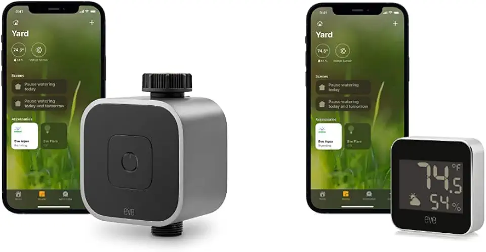 Eve Aqua – Smart water controller for Apple Home app or Siri, irrigate automatically with schedules, remote access, no bridge, Bluetooth/Thread, HomeKit & Weather - Apple HomeKit Smart Home