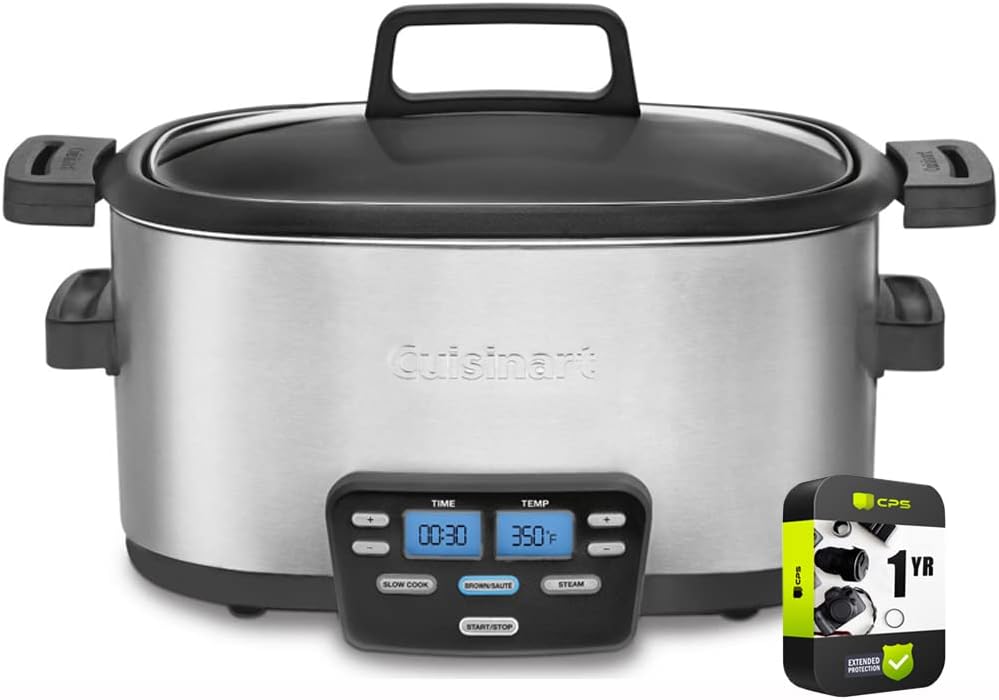 MSC-600 6 Quart 3-In-1 Cook Central Multicooker Slow Cooker Steamer Bundle with 1 YR CPS Enhanced Protection Pack
