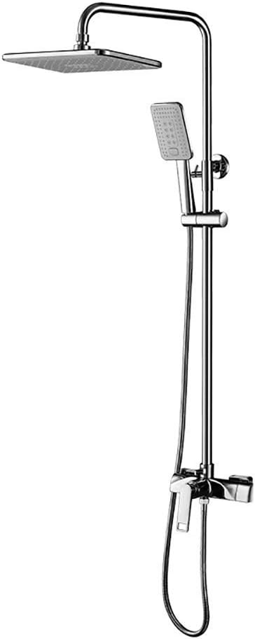 FBBSZSD Bathroom Copper Shower Set，Rain Shower Mixer Set with Square Showerhead, Handheld Shower and Tub Spout Faucet, Chrome Finish Shower Set