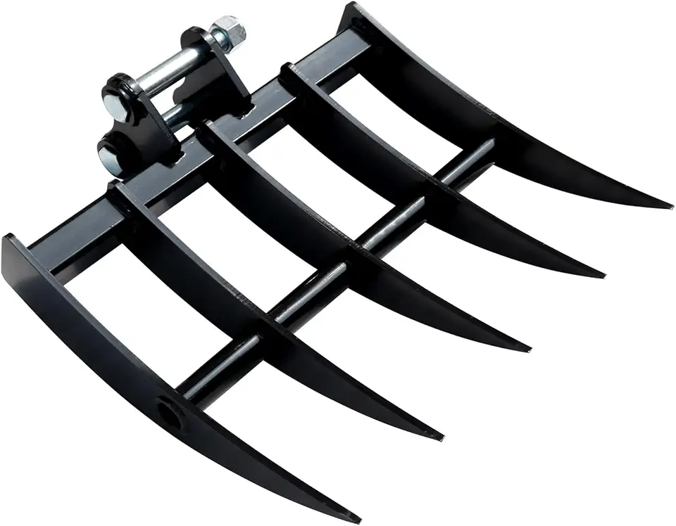 Metal Rake Mini Excavator Attachment, Wide Backhoe Rake, Loose Digging Garden Orchard Soil Implements for Mini Excavator
