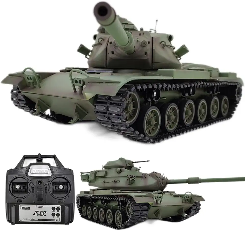 Remote Control Heavy Tank M60A3 RC Battle War Military Vehicle Simulation Smoke Shooting Sound Effect Collection Entry-Level Model 25.2Inch Large