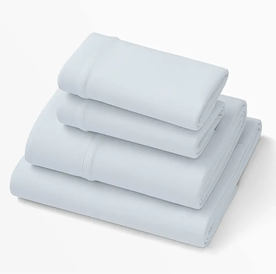 Purple SoftStretch Sheets, Split King, Mattress Sheets, Moisture-Wicking, Light Blue, Morning Mist
