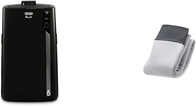 DeLonghi Portable Air Conditioner 12,500 BTU Plus Insulated Hose Cover, Cool Rooms up to 550 Sq Ft, Heat, Dehumidify, Fan, Programmable Timer