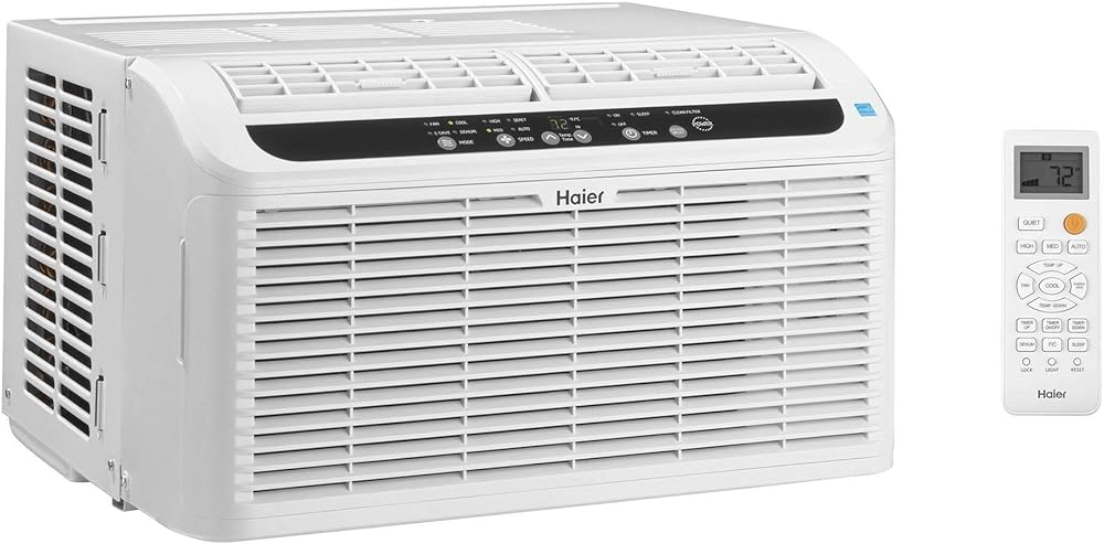 Haier 6,200 BTU Ultra Quiet Window Air Conditioner for Small Rooms and Bedrooms, Control Using Remote, 6K Window AC Unit, Easy Install with Included Kit, White, Energy Star