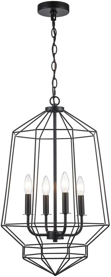TRANS GLOBE 11484 BK I Journey Collection 25 Inch Four-Light Ceiling Pendant - in a Black Finish | Metal Housing I Modern Contemporary Light Fixture |