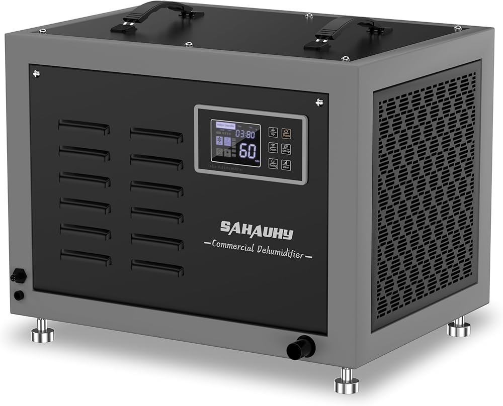 SAHAUHY 158 Pints Commercial Dehumidifier for Basement,Crawl Space,Large Spaces up to 4,500 Sq Ft with Drain Hose,Remote Monitoring,Auto Defrost,Memory Starting,Washable Filter,5 Years Warranty(Black)