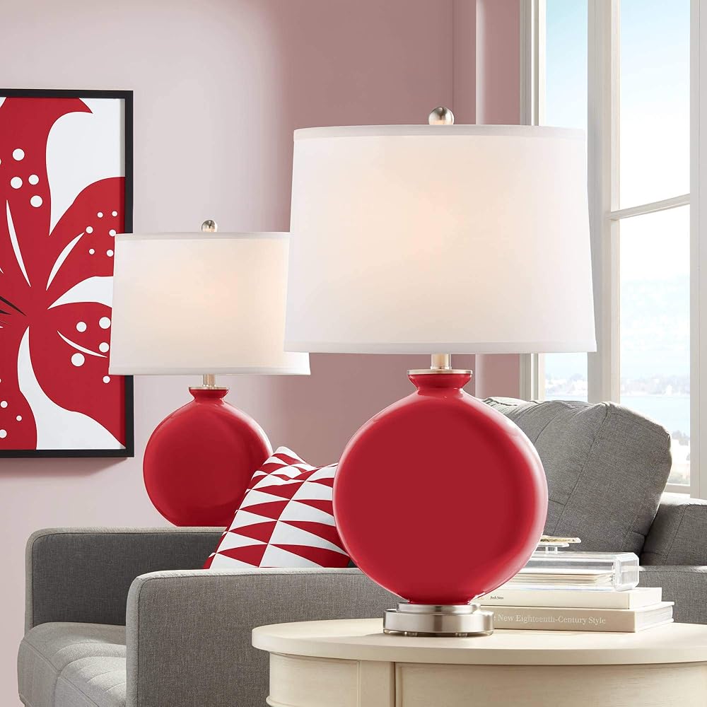 Color + Plus Ribbon Red Carrie Table Lamp Set of 2