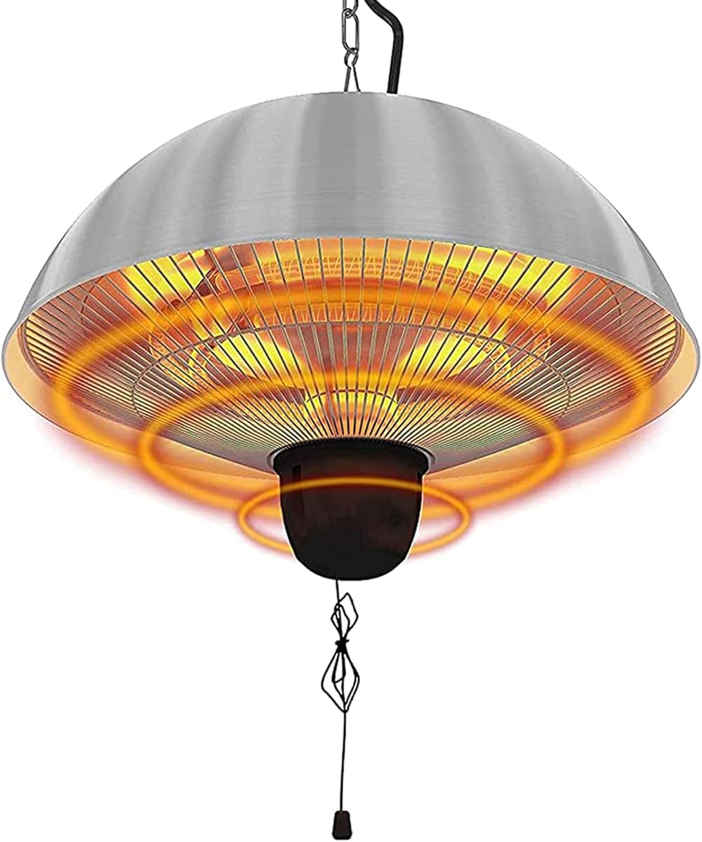 NaoSIn-Ni 1500W Electric Hanging Heater,Ceiling Mounted Patio Heaters with 3 Adjustable Modes (600/900/1500W) IP55 Waterproof for Outdoor or Indoor Use
