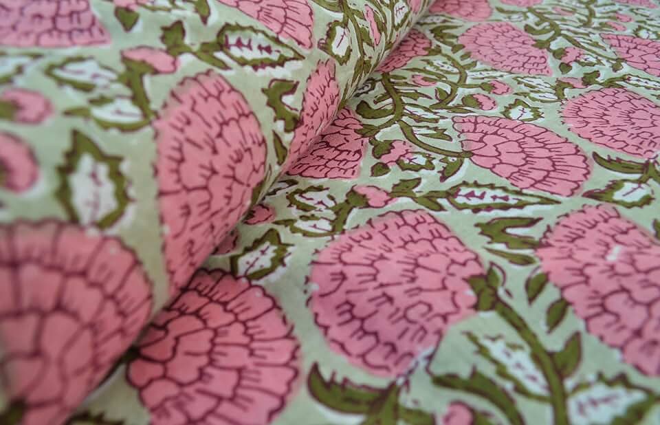 Scrren Print Dressmaking by The Yard Fabric 100% Cotton Floral Print Fabric for Sewing Crafting Ethnic Running Natural Dye Sanganeri Indian Fabric by The Yard 482 (50 Yard pre Cut)