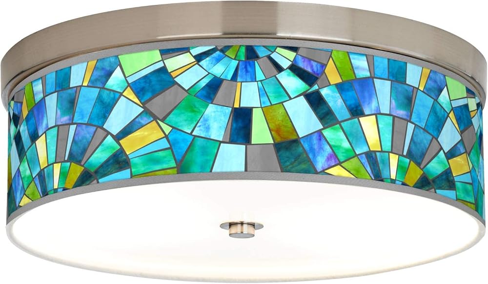 Lagos Mosaic Giclee Energy Efficient Ceiling Light with Print Shade