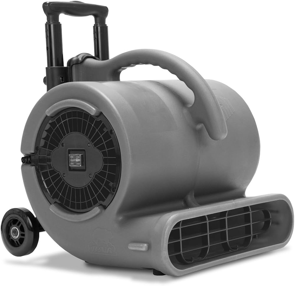 VP-50 1/2 HP 2950 CFM Air Mover for Janitorial Water Damage Restoration Equipment Stackable Carpet Dryer Floor Blower Fan Water Damage Equipment, Handle, Grey