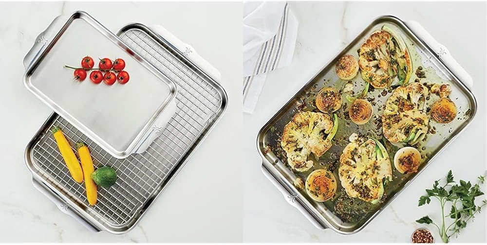 Hestan OvenBond Collection Stainless Steel Baking Sheet Set, 3-Piece and Half Sheet Pan, 13-Inch x 18-Inch