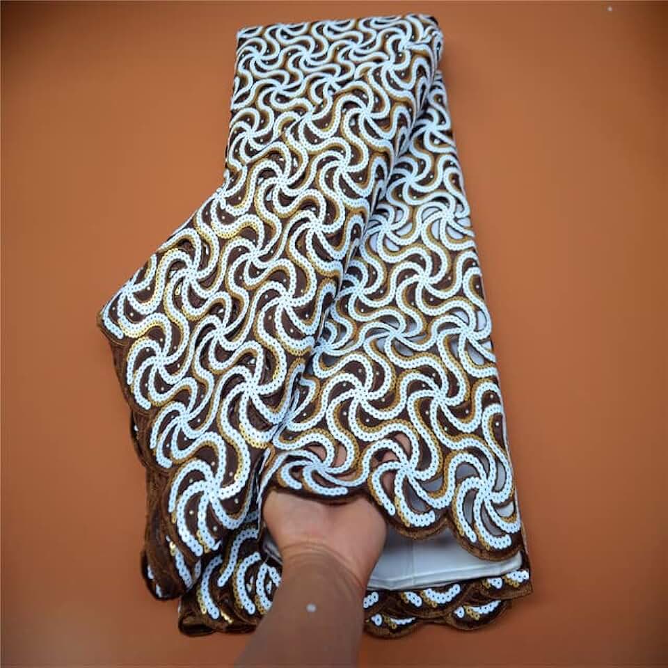 5 Yards African Double Lace Fabric Sequins Swiss Lace Fabric Newest Nigerian Lace Fabrics for Wedding OLP-278