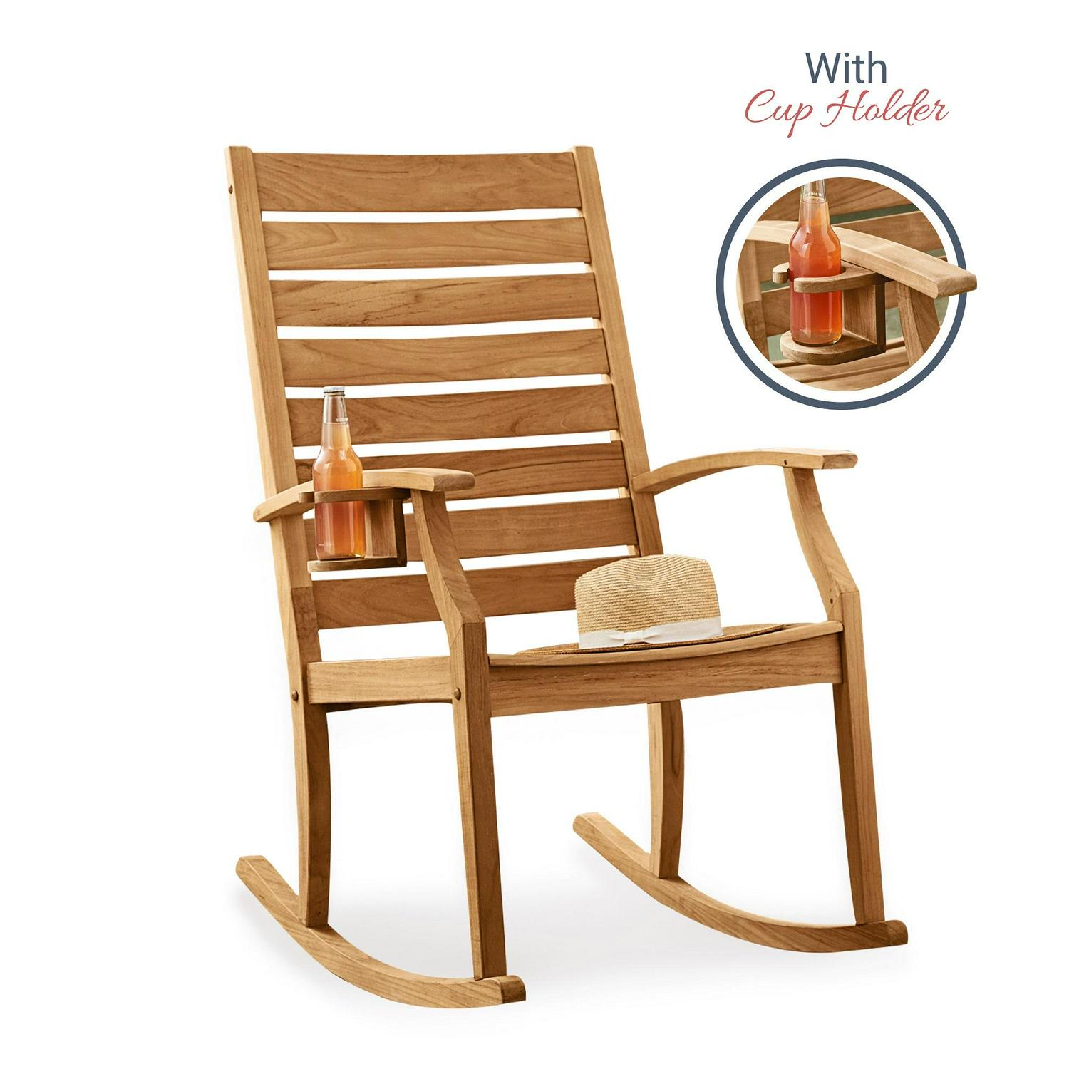 Cambridge Casual Logan Natural Unfinished Wood Frame Rocking Chair with Slat Seat