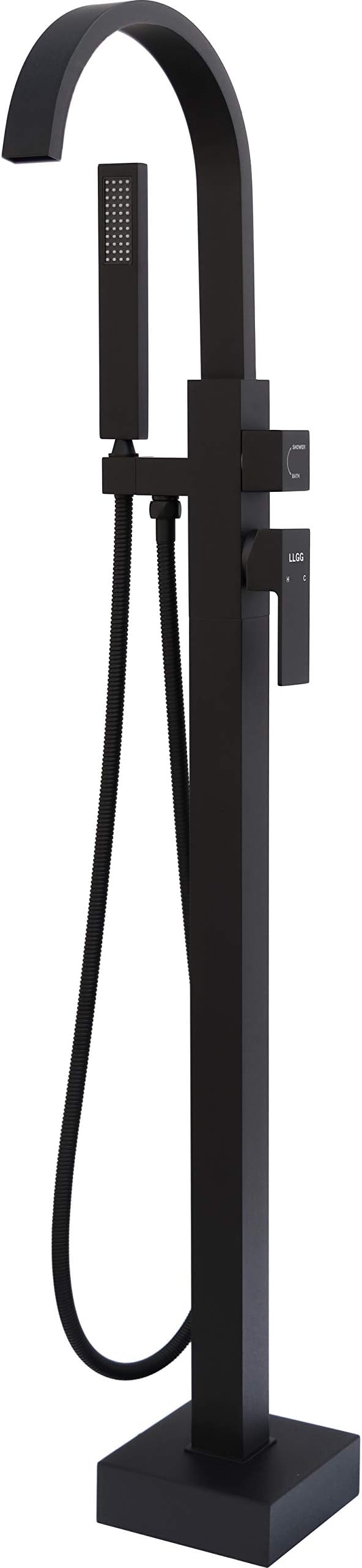 Freestanding Tub Faucets Black Bathtub Fillers Floor Mounted Mount Faucet Filler For Tubs Bathtubs High Flow 11.9GPM Bathroom With Handheld Shower