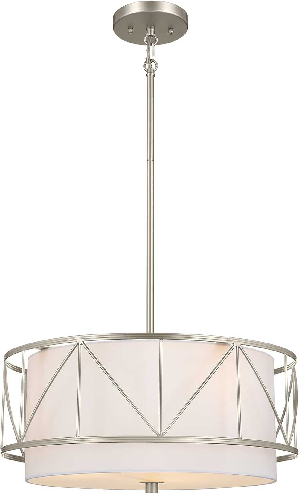 Kichler, Birkleigh 18 inch 3 Light Convertible Pendant/semi Flush with Satin Etched Glass in Satin Nickel, 52075SN