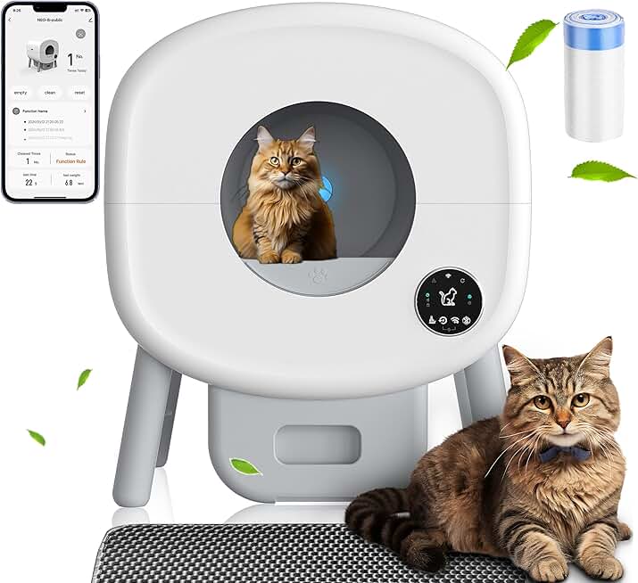110L Self-Cleaning Cat Litter Box,Automatic Litter Box-Robot for Multiple Cats,Large Electric Kitty Litter Box-APP Control,Odor-Free,Liner & Litter Mat & Aromatherapy Box