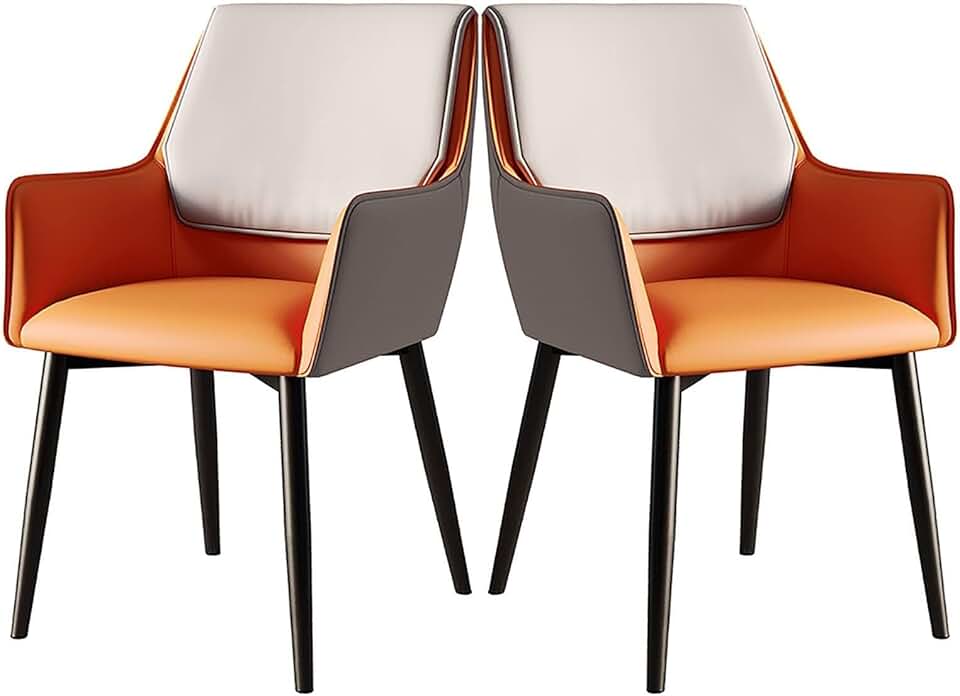 Dining Chairs Kitchen Chairs Soft Comfortable Durable Leisure Chair Set of 2 Pu Leather Side Chairs Kitchen Counter Chairs with Backrest Padded Seat Bedroom Living Room Ergonomic Back Chairs/O