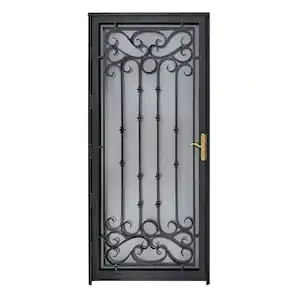 Grisham 36 in. x 80 in. 368 Series Bella Wrought Iron Black Security Door Recessed Mount