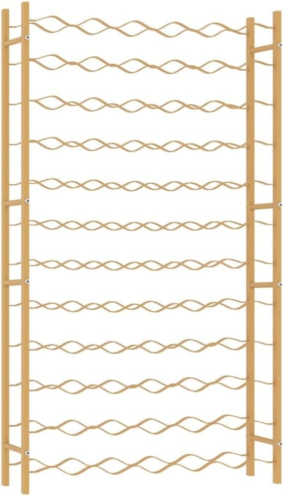 vidaXL Gold Metal Wine Rack - Modern, Durable, and Freestanding Style, Stores Up to 72 Wine Bottles - Ideal for Kitchen, Pantry, or Bar Area