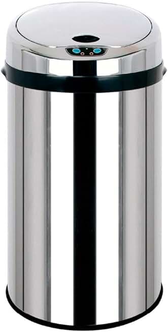 6L/9L/12L Auto Close Trash Can Sensor Waste Bin Touchless Dustbin Garbage Bucket Stainless Steel Batteries Power(6l)