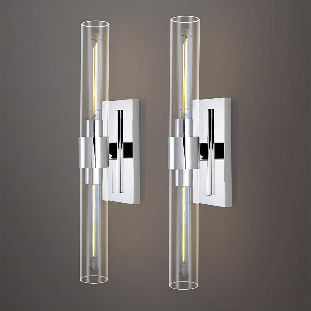 Chrome Wall Sconces Set of Two 22.8