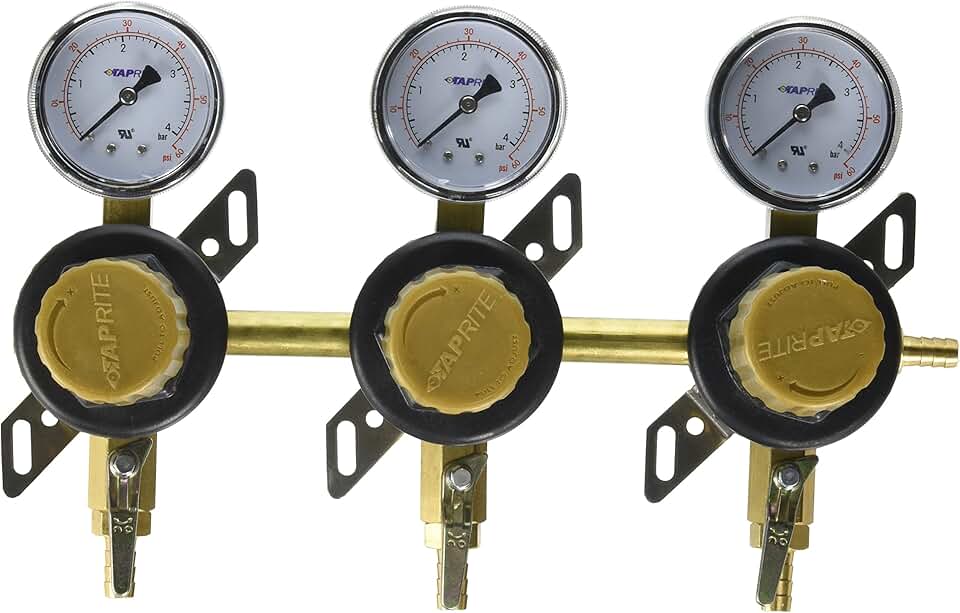 Taprite 3 Way Secondary CO2 Regulator, Brass