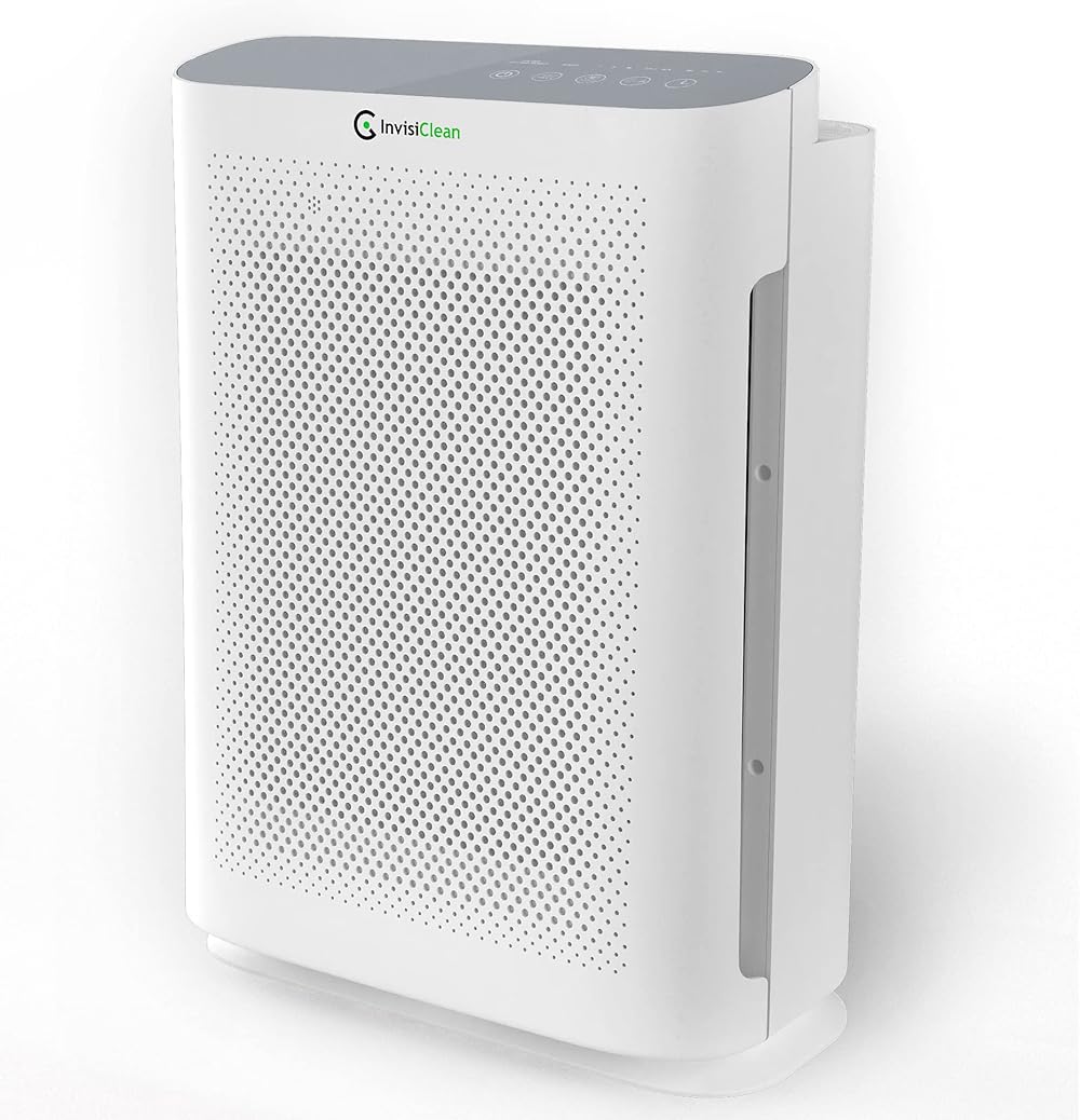 InvisiClean Aura II Air Purifier for Home Allergies & Pets | 4-in-1 H13 True HEPA Filter/Ionizer/Carbon + UV Light | Portable Air Purifiers for Large Room & Bedroom Odor Elimination