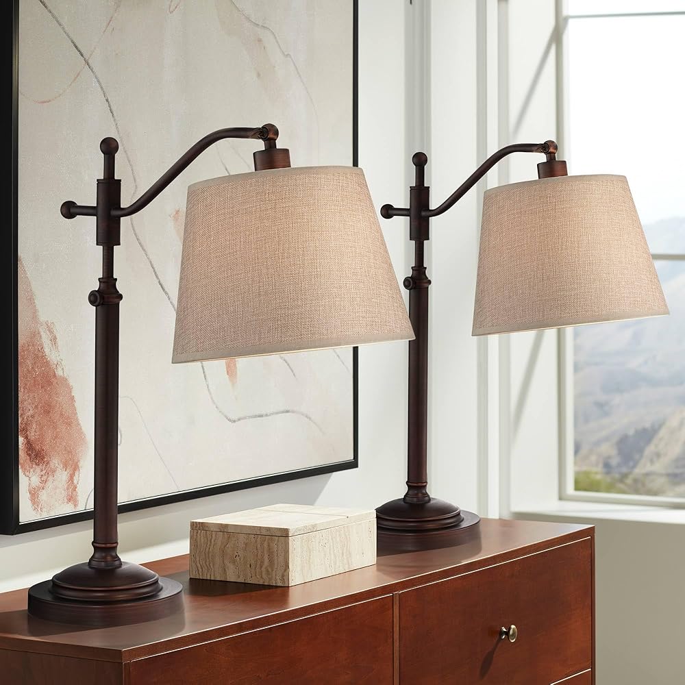 Regency Hill Adley Adjustable Height Downbridge Arm Desk Lamps Set of 2