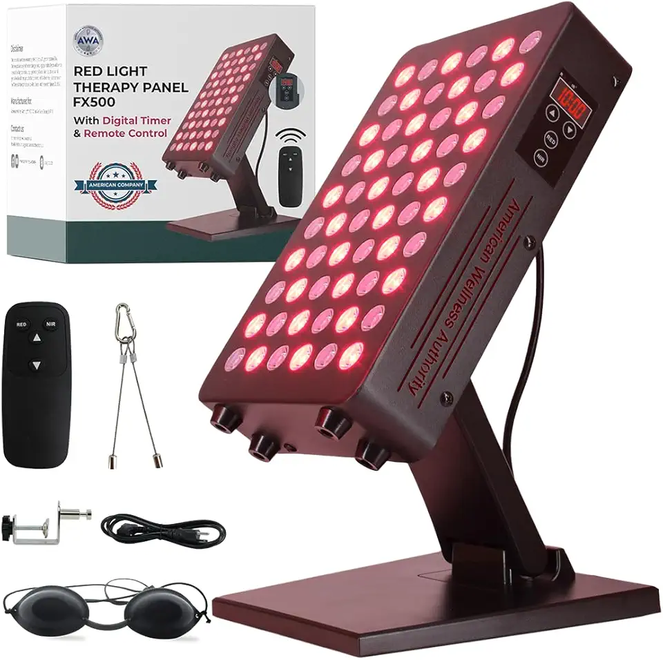 FX500 Red Light Therapy for Face, Device with Stand, Includes Remote Control, Timer & Infrared Light Therapy for Body, FSA Eligible Items Only List