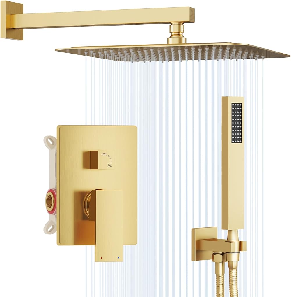 Gabrylly Shower System Gold, High Pressure 12