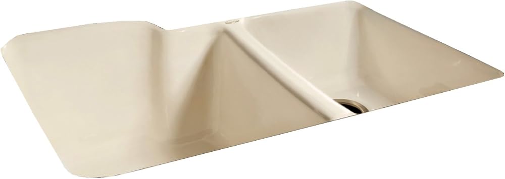 Sinks-Redondo 735-UM Offset Undermount Double Bowl Cast Iron Kitchen Sink 33