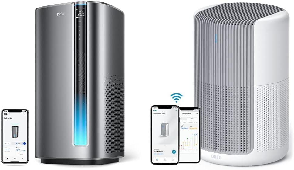 Dreo Air Purifiers for Home Large Room, H13 True HEPA Filter Removes Up to 99.985% of Particles Dust Smoke Pollen Pet Hair, PM2.5 Monitor, Smart WiFi Voice Control, Works, PM2.5 Sensor 6 Modes