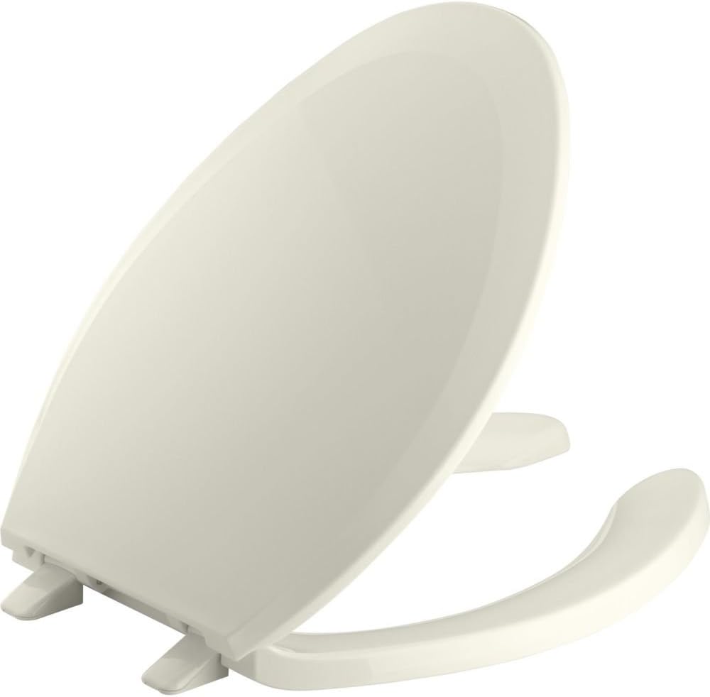 KOHLER K-4650-96 Lustra Elongated Open-Front Toilet Seat, Biscuit