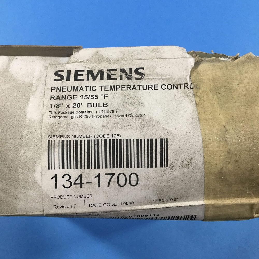 SIEMENS INDUSTRY 134-1700 Low Temperature, 15/55, Thermostat, Pneumatic, Powers Controls