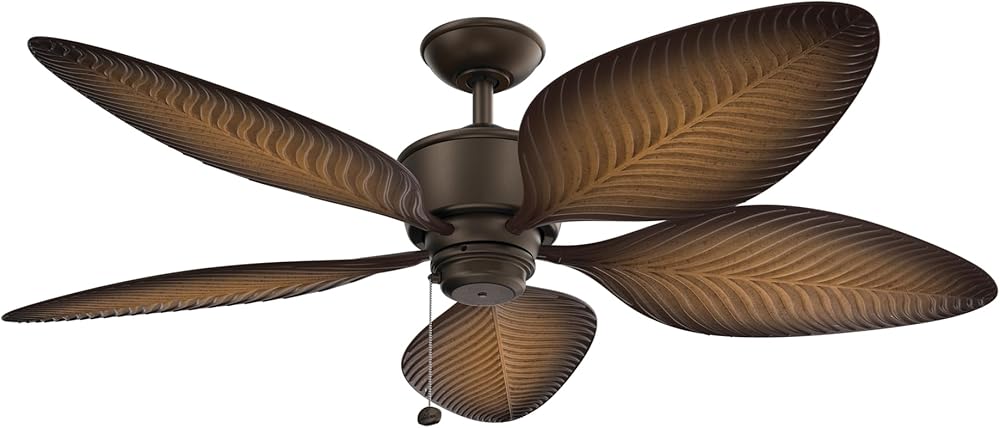 Kichler Nani 56 Inch Weather+ Outdoor 5 Blade Ceiling Fan in Satin Natural Bronze and Ivory with Walnut Blades for covered outdoor spaces 310095SNB