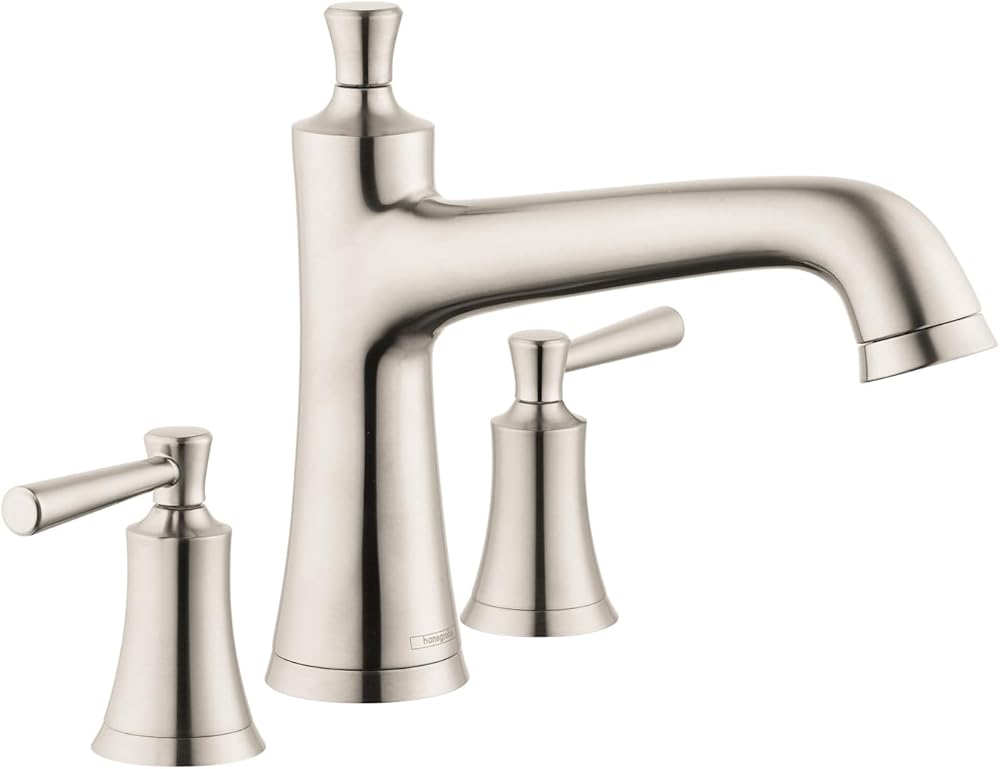 hansgrohe Joleena Transitional 2-Handle 14-inch Wide Roman Tub Filler Freestanding Bathtub Faucet in Brushed Nickel, 04776820