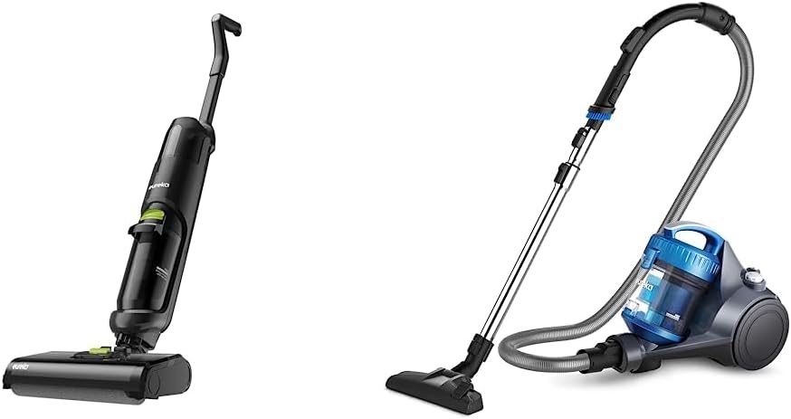 Bundle of EUREKA NEW400 Cordless All-in-One Wet Dry Vacuum Mop (Black) + EUREKA Whirlwind Bagless Canister Vacuum Cleaner (Blue)