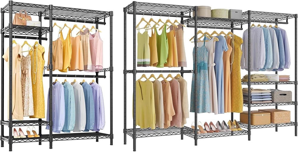 VIPEK V2 Metal Closet Rack & V5 Plus Large Portable Closet Freestanding Wardrobe Closet, Multi-Functional Clothes Rack Heavy Duty Clothing Rackk