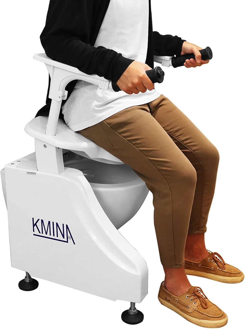 KMINA PRO - Electric Toilet Lift Seat Riser with Handles, Powered Toilet Seat Lift for Elderly, Robust Raised Toilet Seat with Handles, Electric Toilet Seat Riser Height Adjustable