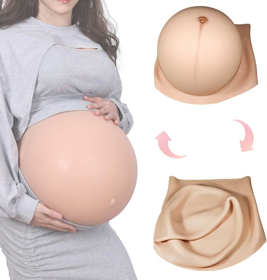 Fake Pregnant Belly for 3-10 Months DlY Inflatable, Silicone Fake Pregnancy Belly Twins Tummy